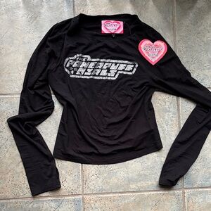 Black Long Sleeve Kill Star Power Puss Girls Graphic Top. NWT size s
